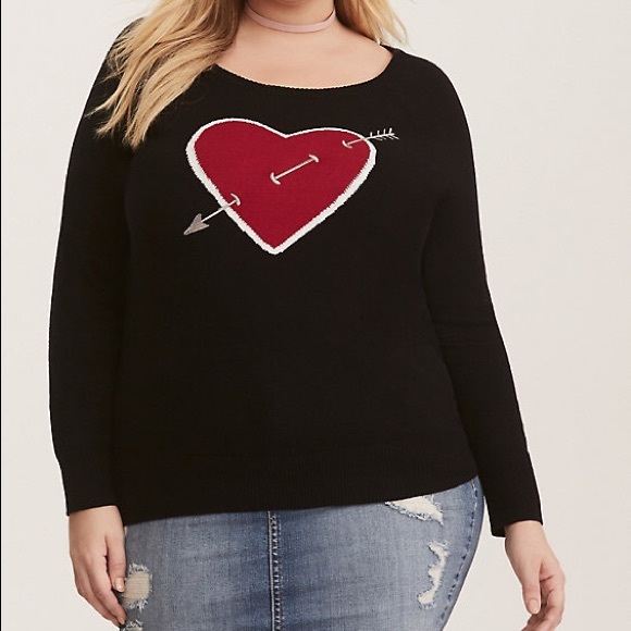 Torrid Black Intarsia Heart Pullover Sweater